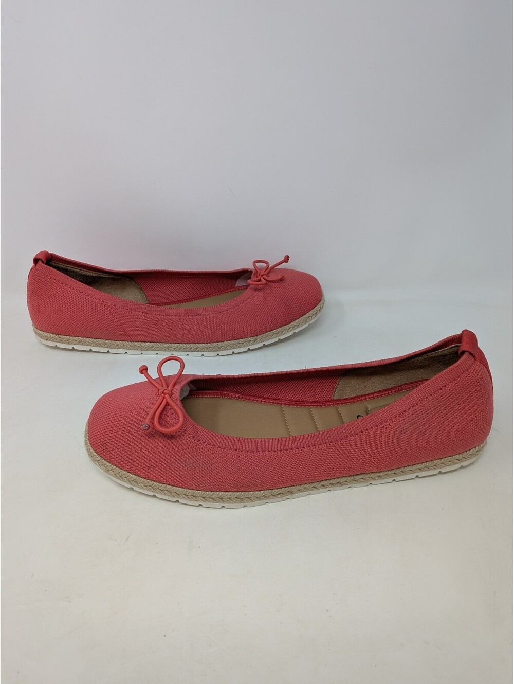 Me Too Kenzie Women’s Coral Pink Knit Espadrille Ballet Flats Size 11M
